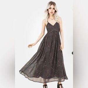 Disturbia Arnora Chiffon Lace Insert Cami Midaxi Dress